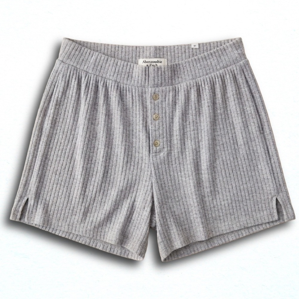 Abercrombie & Fitch Heather Gray Ribbed Henley Lounge Shorts Women XS Pajamas